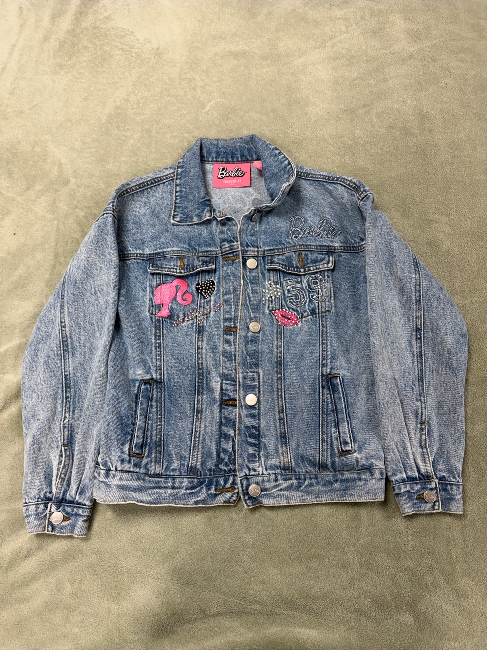 Barbie Girls' Blue Denim Jacket forever 21